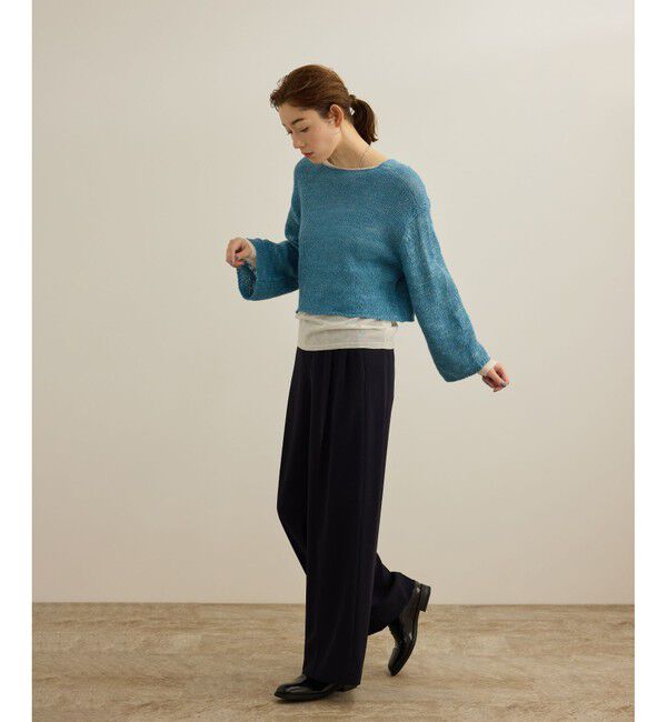 ROPE「【洗える】スラブリネン ボートネックプルオーバー」|ニット・セーター|