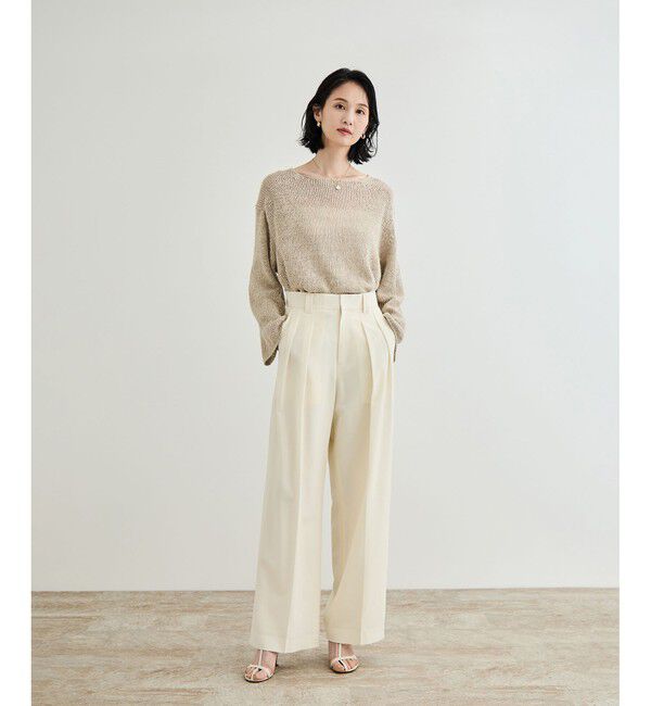 ROPE「【洗える】スラブリネン ボートネックプルオーバー」|ニット・セーター|