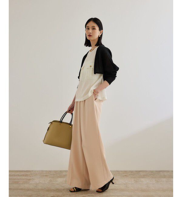 ROPE「[美人パンツ]ダブルクロスワイドパンツ/イージーケア」|チノ|