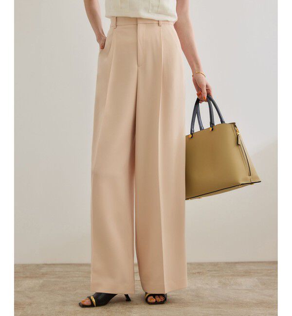 ROPE「[美人パンツ]ダブルクロスワイドパンツ/イージーケア」|チノ|