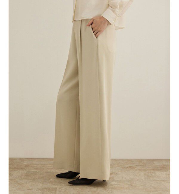 ROPE「[美人パンツ]ダブルクロスワイドパンツ/イージーケア」|チノ|