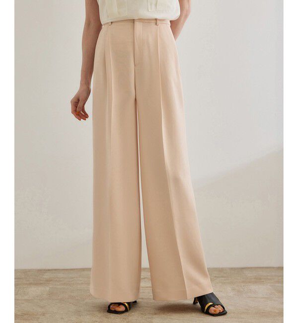 ROPE「[美人パンツ]ダブルクロスワイドパンツ/イージーケア」|チノ|ピンク(63)