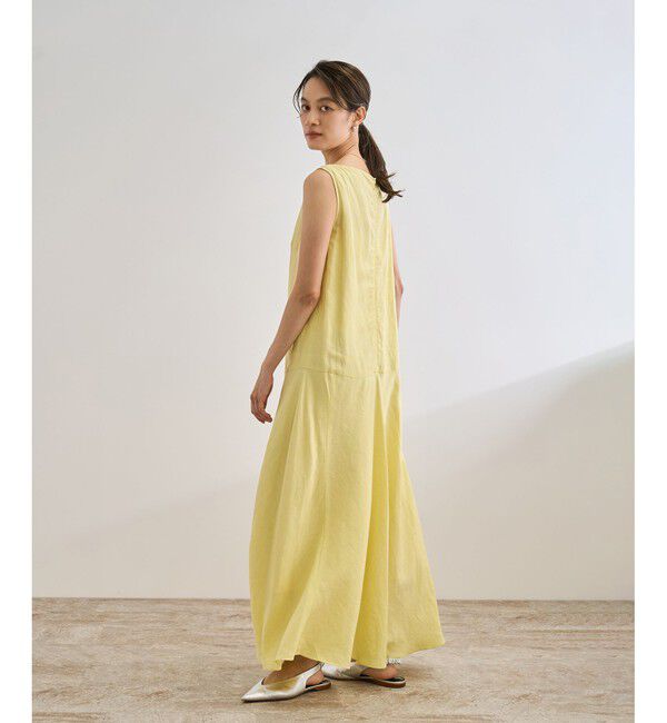 ROPE「レーヨンリネン スラッシュドネックワンピース【セットジャケット対応】」|ワンピース|