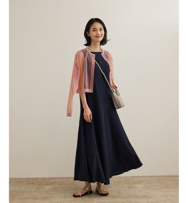 ROPE「レーヨンリネン スラッシュドネックワンピース【セットジャケット対応】」|ワンピース|