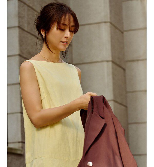 ROPE「レーヨンリネン スラッシュドネックワンピース【セットジャケット対応】」|ワンピース|