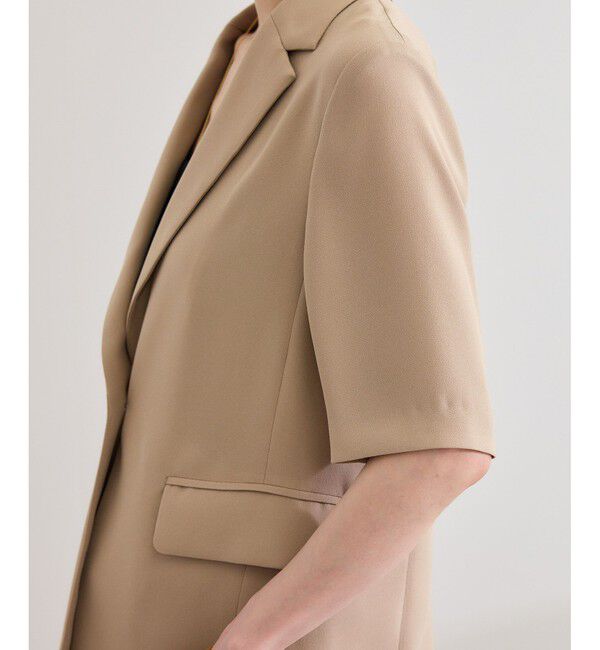 ROPE「【洗える・カセット服・新色追加】トリアセバックサテン ハーフスリーブジャケット/セットアップ対応」|テーラードジャケット|