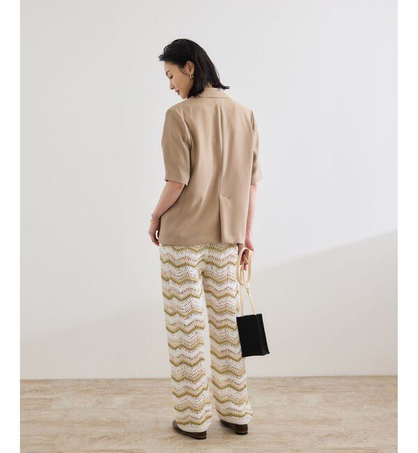 ROPE「【洗える・カセット服・新色追加】トリアセバックサテン ハーフスリーブジャケット/セットアップ対応」|テーラードジャケット|