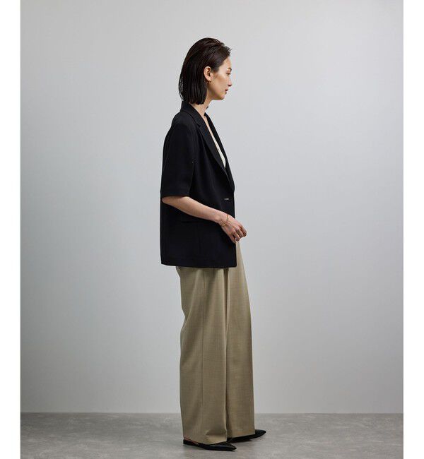 ROPE「【洗える・カセット服・新色追加】トリアセバックサテン ハーフスリーブジャケット/セットアップ対応」|テーラードジャケット|