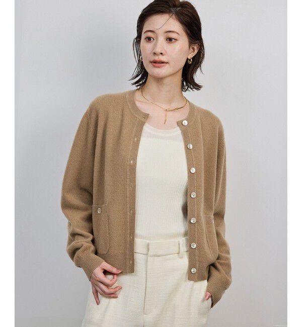ROPE「【一部WEB限定】ウールカシミヤ ブレンドニットカーディガン/イージーケア」|カーディガン|キャメル(25)