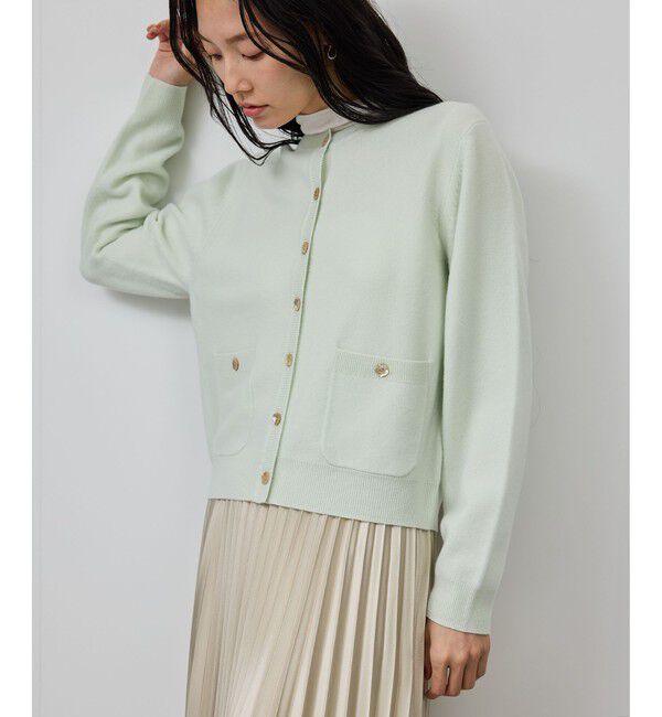 ROPE「【一部WEB限定】ウールカシミヤ ブレンドニットカーディガン/イージーケア」|カーディガン|ライトグリン(33)
