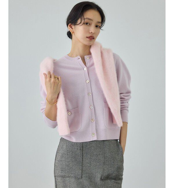 ROPE「【一部WEB限定】ウールカシミヤ ブレンドニットカーディガン/イージーケア」|カーディガン|ラベンダー系(53)