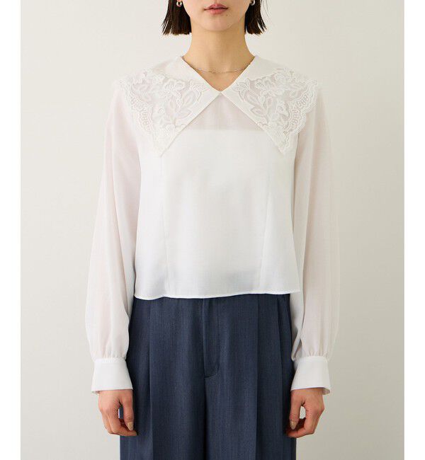 ROPE「レースカラーコンパクトブラウス/イージーケア」|シャツ・ブラウス|
