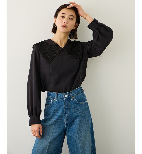 ROPE「レースカラーコンパクトブラウス/イージーケア」|シャツ・ブラウス|