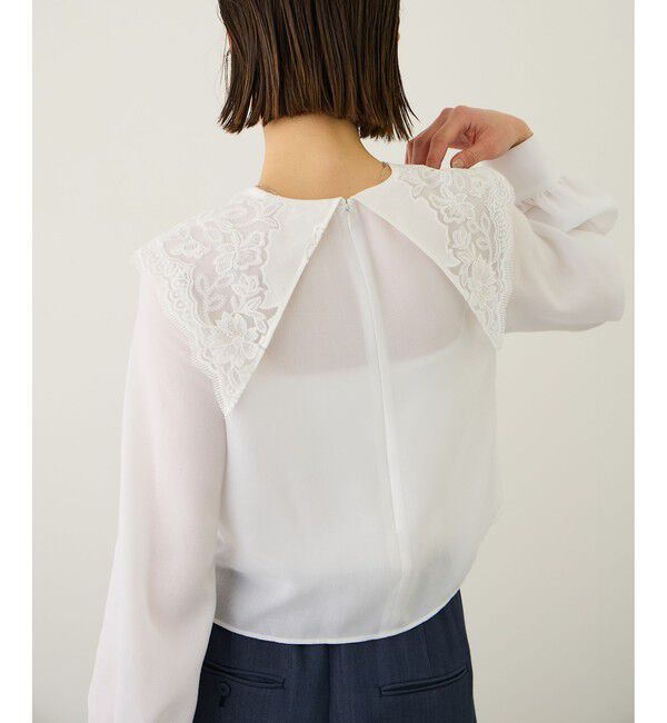 ROPE「レースカラーコンパクトブラウス/イージーケア」|シャツ・ブラウス|