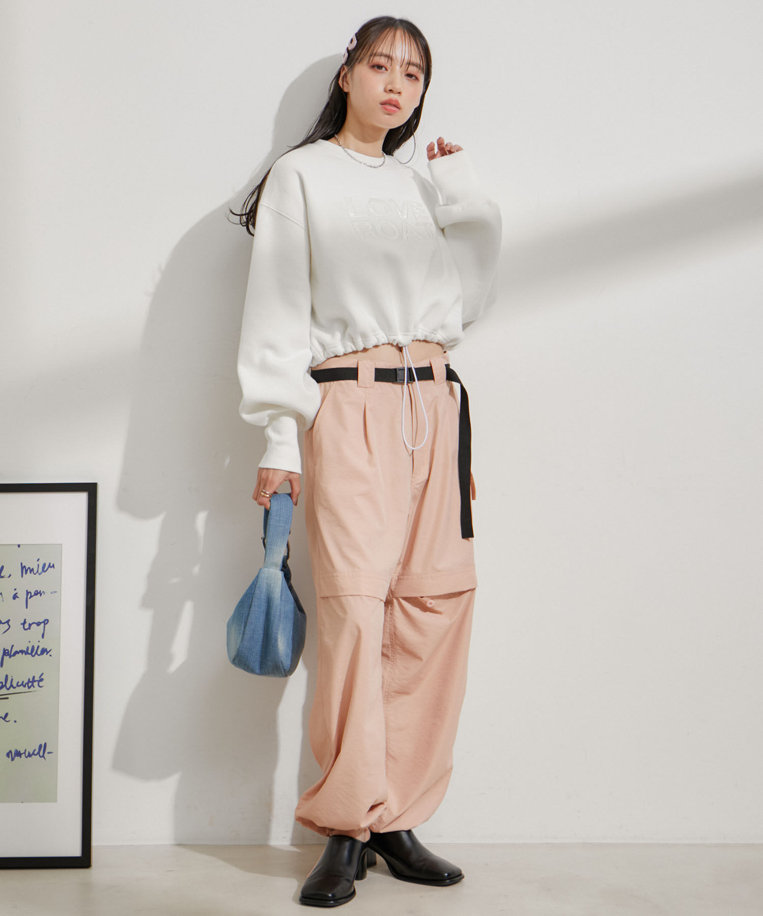 VIS「【洗える】ベルト付ナイロンカーゴパンツ」|カーゴ|