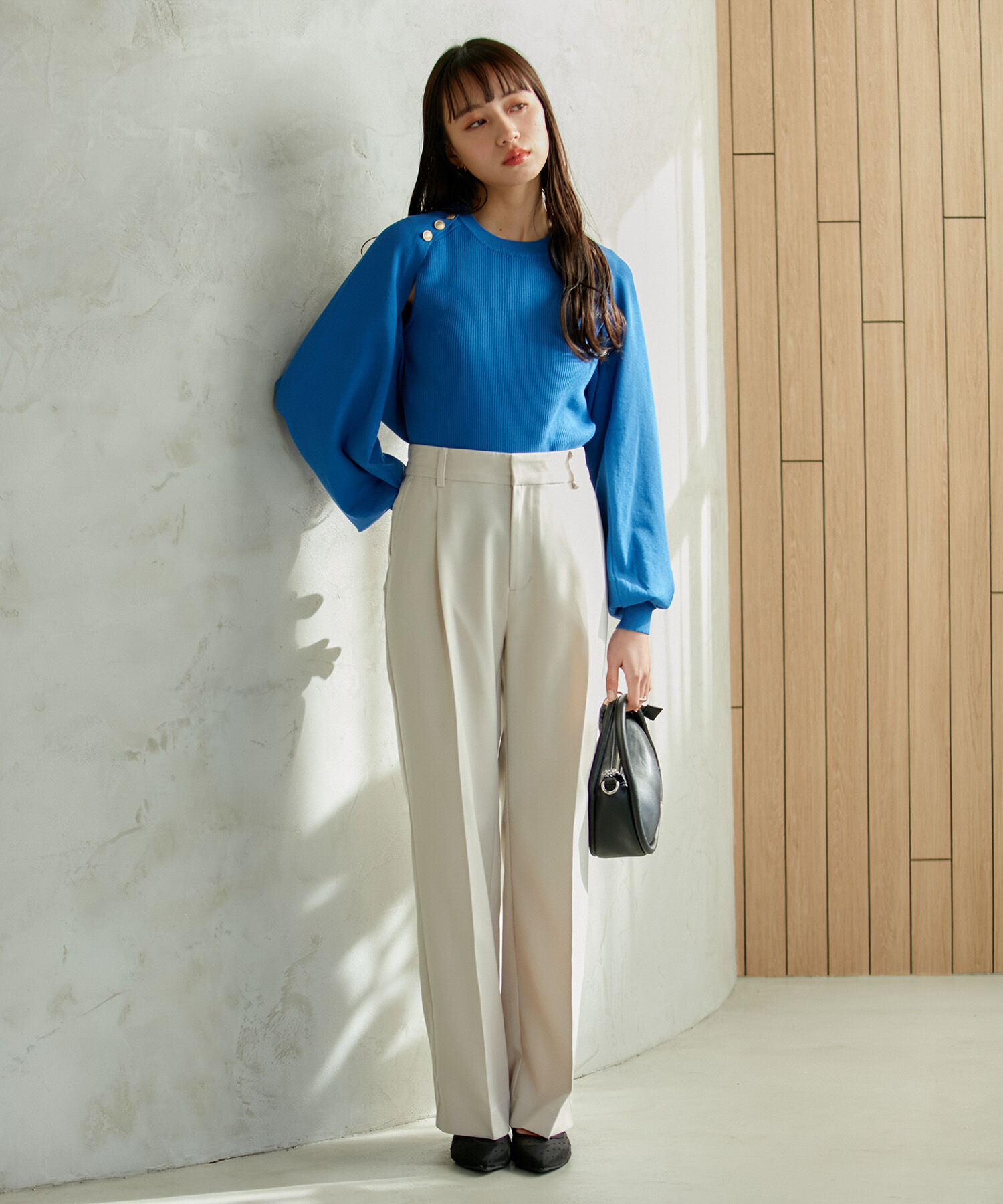 VIS「美HITワンタックストレートパンツ【洗える】」|スラックス|