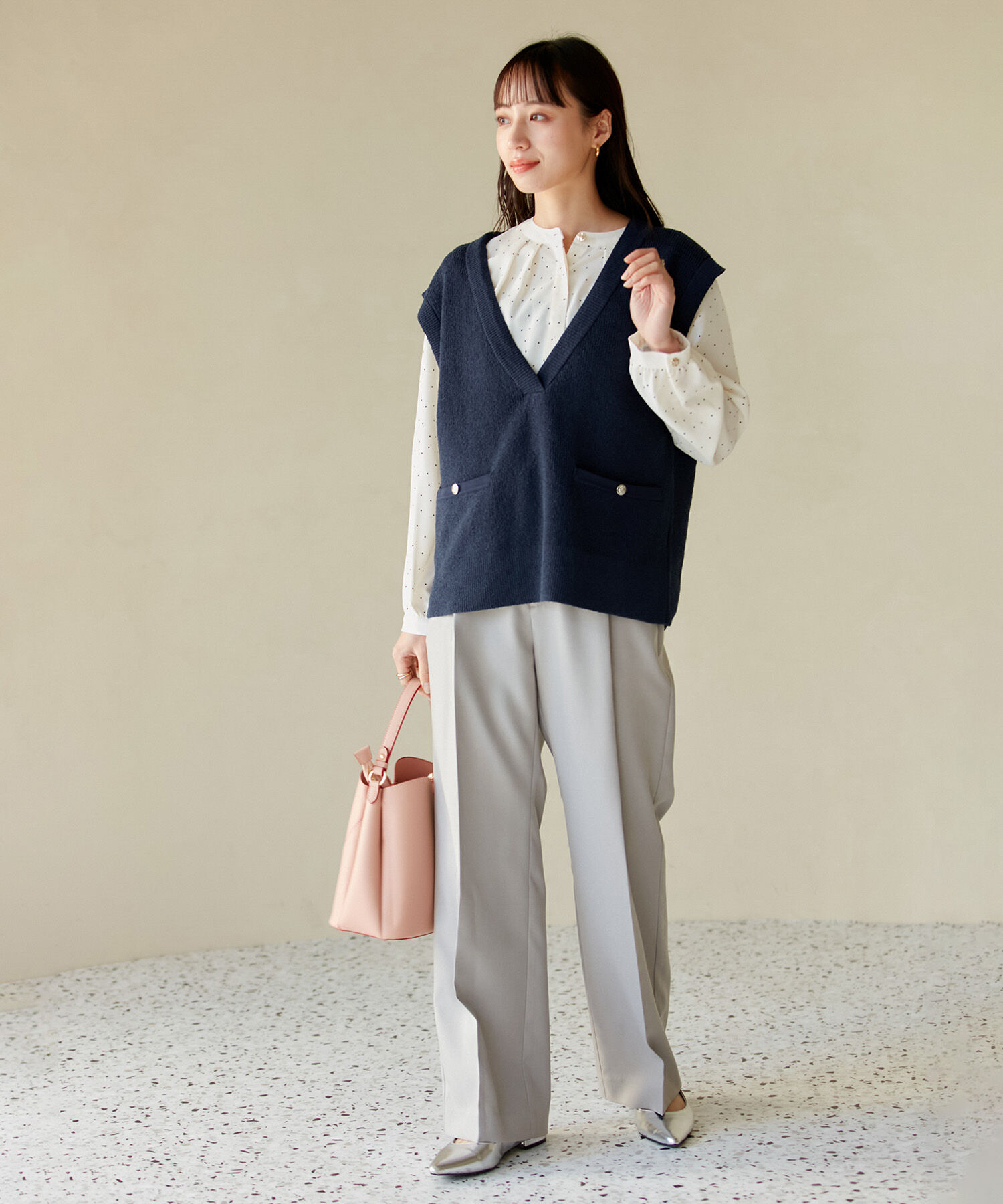 VIS「美HITワンタックストレートパンツ【洗える】」|スラックス|