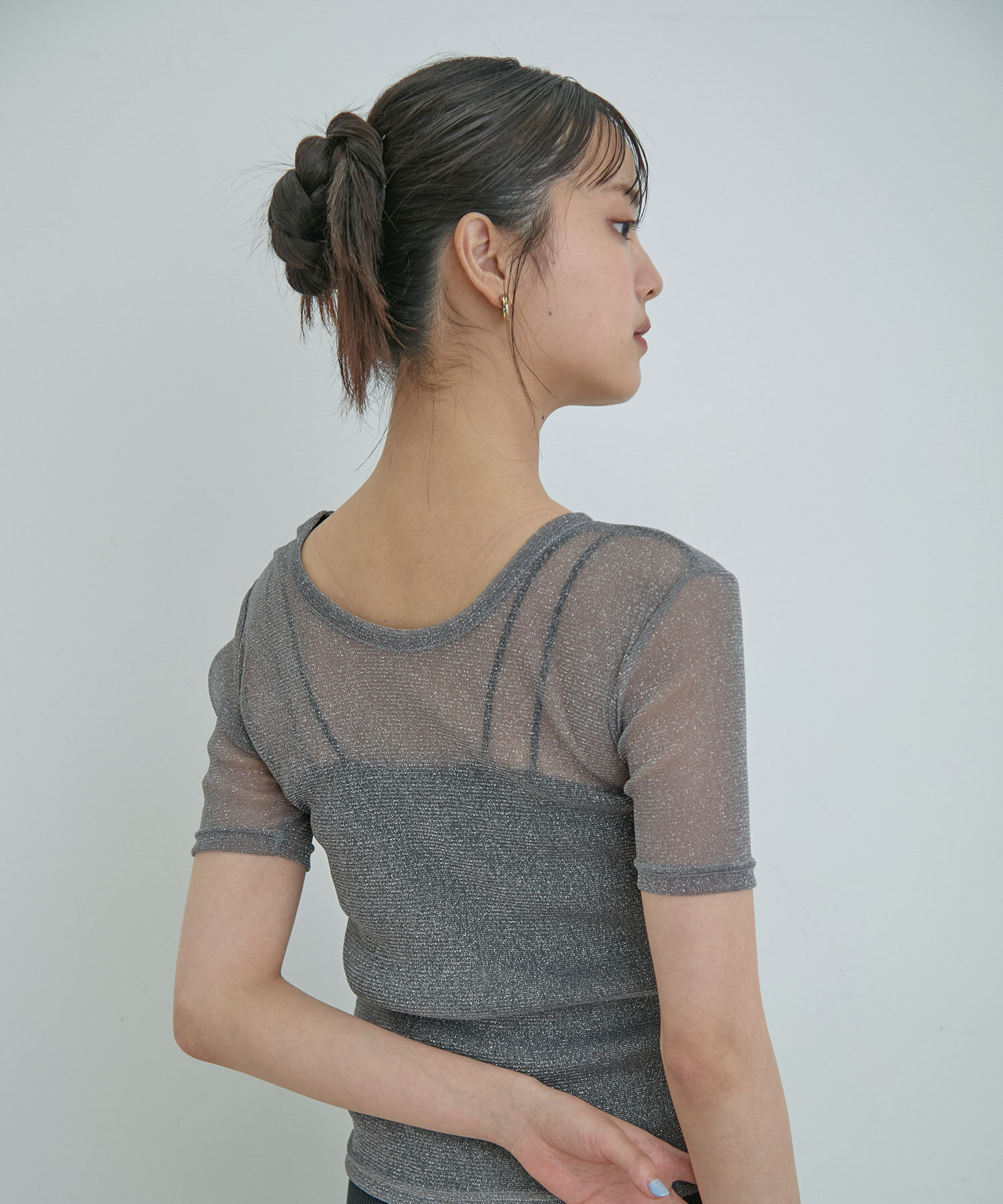 VIS「【洗える】シアーラメレイヤードTシャツ」|Tシャツ・カットソー|