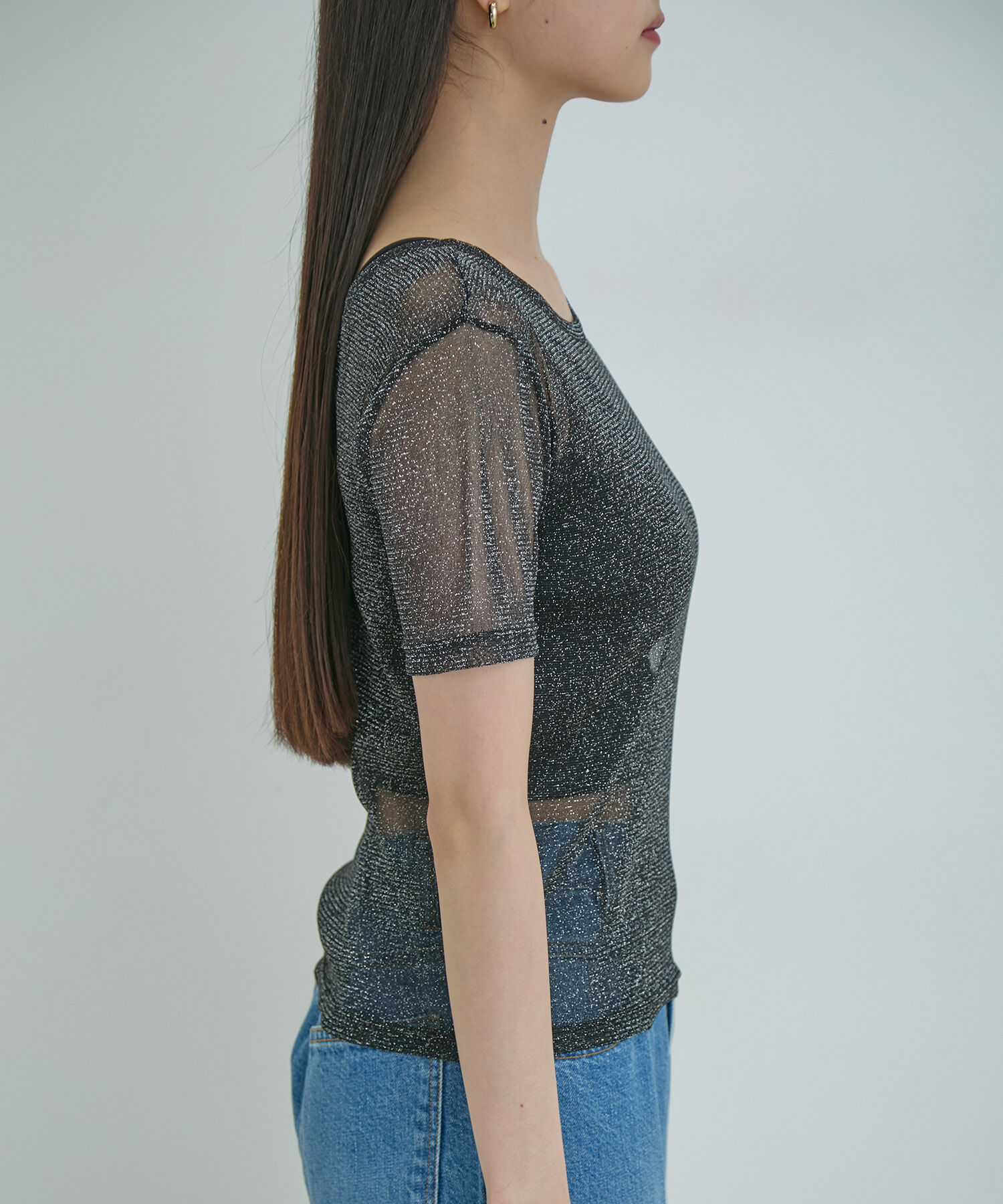 VIS「【洗える】シアーラメレイヤードTシャツ」|Tシャツ・カットソー|