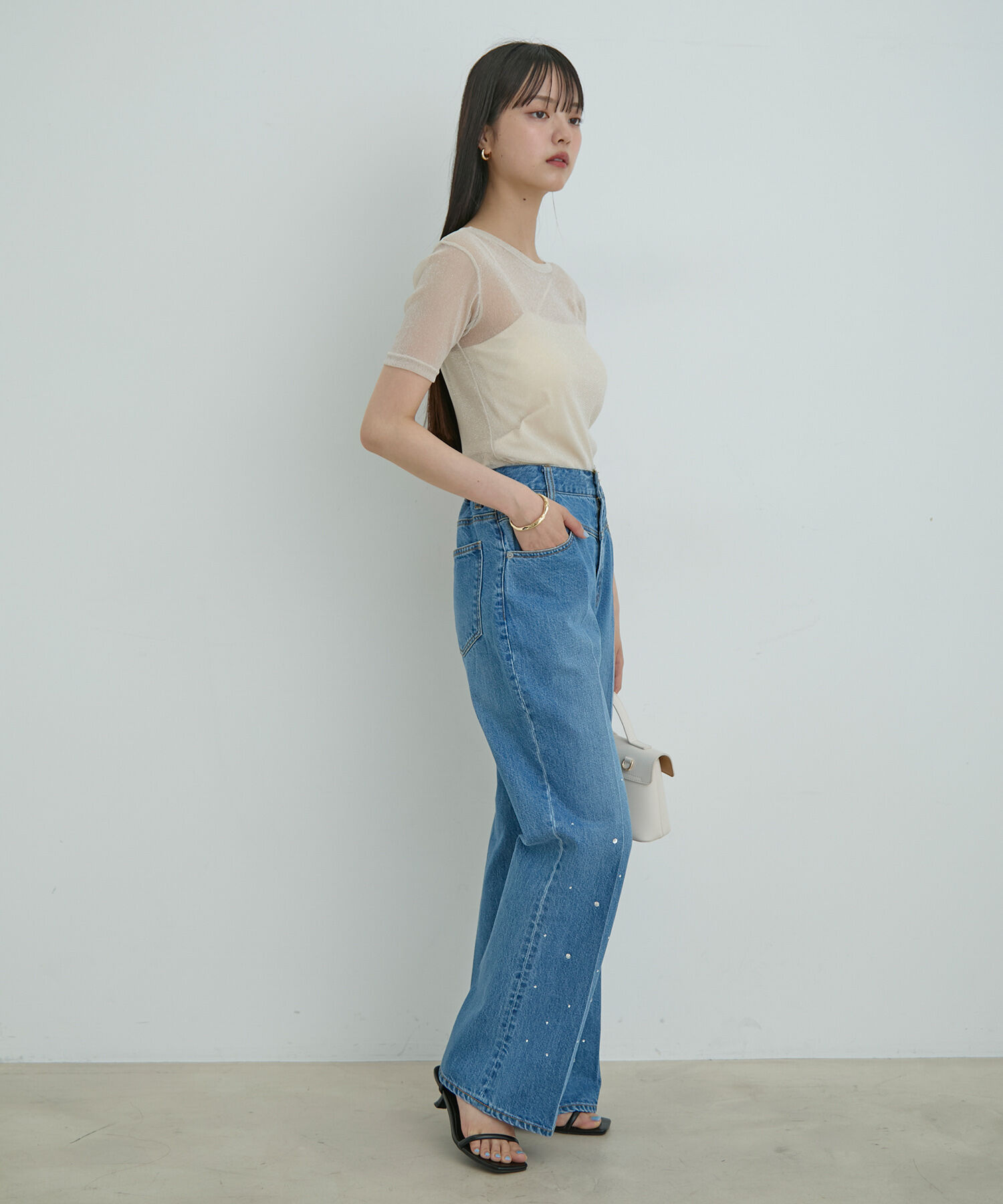 VIS「【洗える】シアーラメレイヤードTシャツ」|Tシャツ・カットソー|