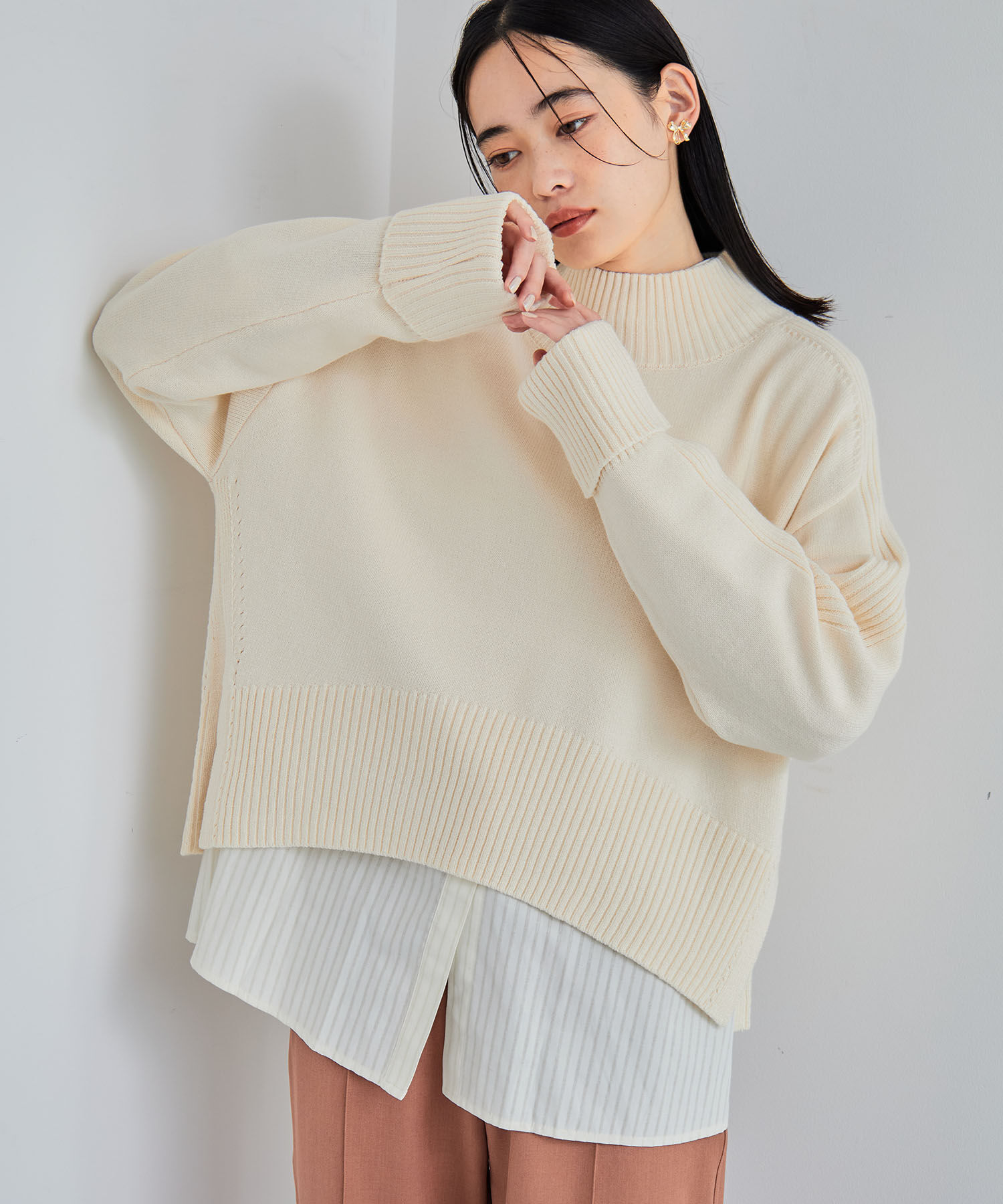 VIS「【アンチピリング/洗える】サイドスリットニットプルオーバー【WEB限定カラー】」|ニット・セーター|キナリ(16)