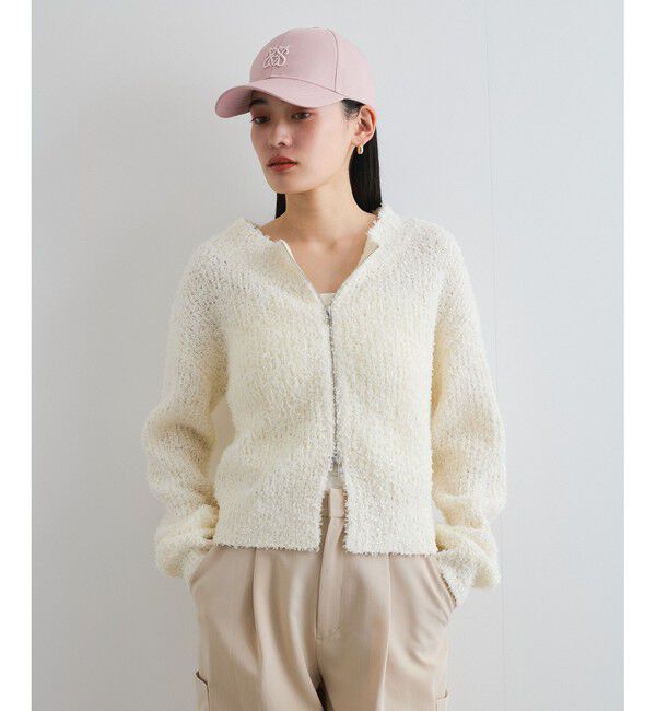VIS「リボンヤーンジップリブネックカーディガン」|カーディガン|