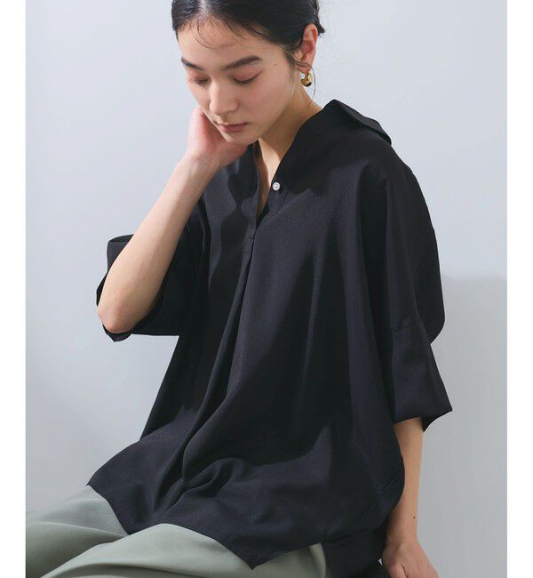 VIS「【WEB限定】バックシャンスキッパーブラウス」|シャツ・ブラウス|ブラック(01)