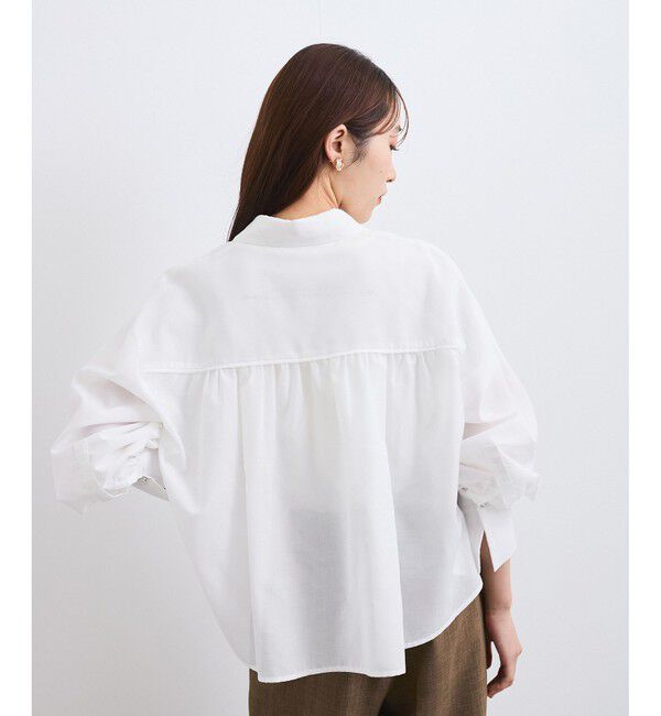 VIS「【防シワ/接触冷感/洗える】ボリュームスリーブショート丈シアーシャツ」|シャツ・ブラウス|