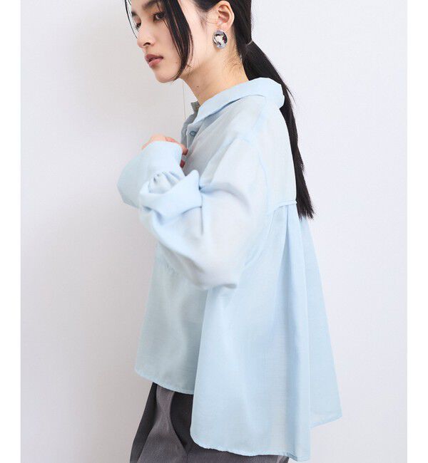 VIS「【防シワ/接触冷感/洗える】ボリュームスリーブショート丈シアーシャツ」|シャツ・ブラウス|