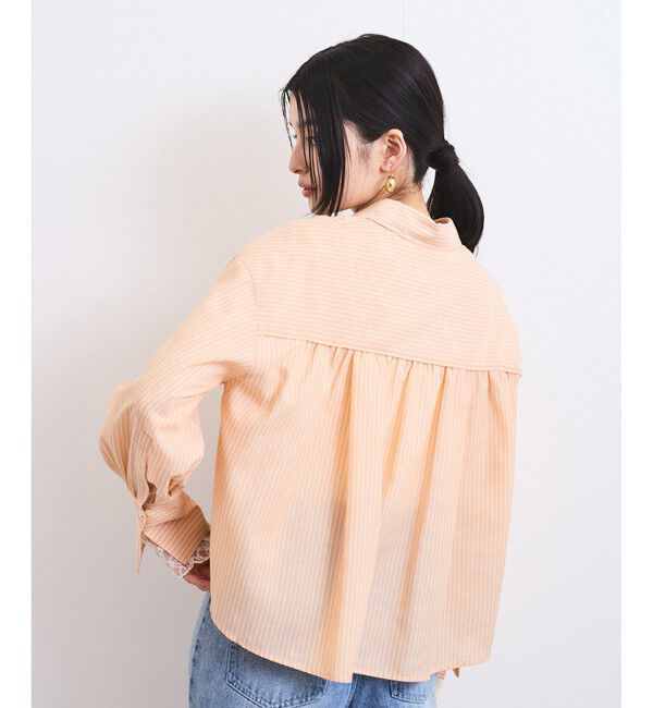 VIS「【防シワ/接触冷感/洗える】ボリュームスリーブショート丈シアーシャツ」|シャツ・ブラウス|