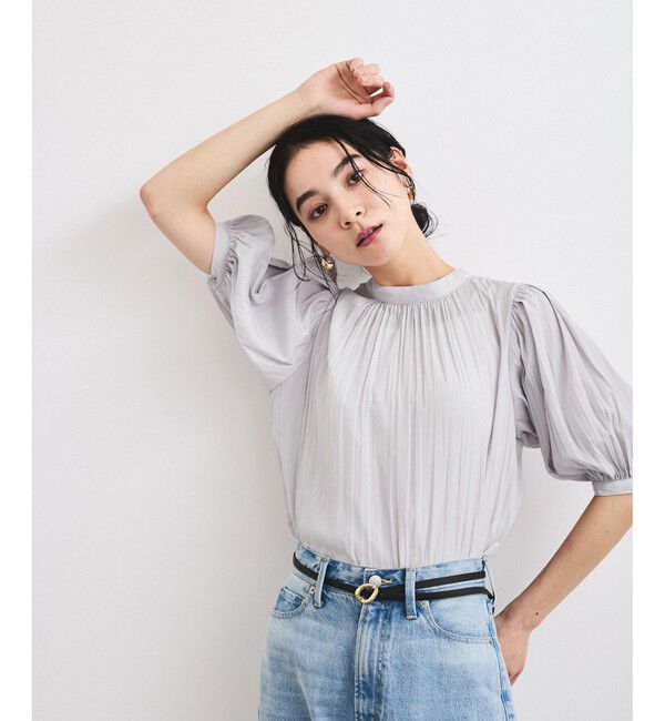 VIS「【2WAY】ビッグリボンハーフスリーブブラウス【洗える】」|シャツ・ブラウス|