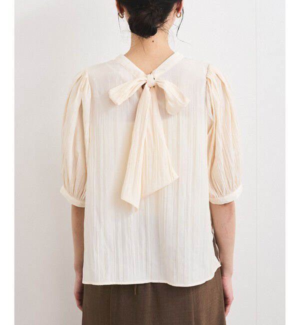 VIS「【2WAY】ビッグリボンハーフスリーブブラウス【洗える】」|シャツ・ブラウス|