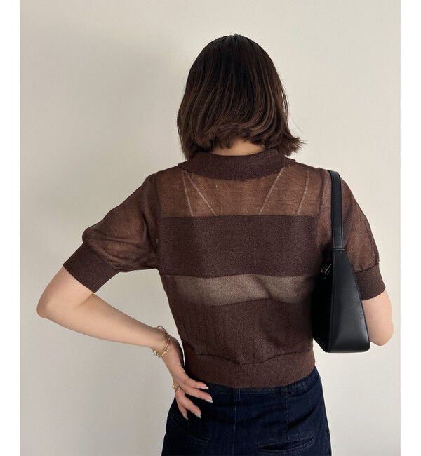 VIS「【WEB限定】シアーボーダーサマーポロニット」|ニット・セーター|