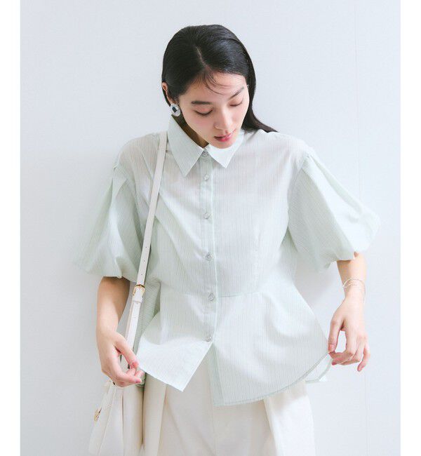 VIS「バルーンスリーブペプラムシャツ/通勤対応」|シャツ・ブラウス|