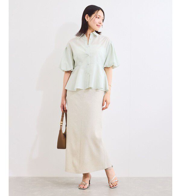 VIS「バルーンスリーブペプラムシャツ/通勤対応」|シャツ・ブラウス|