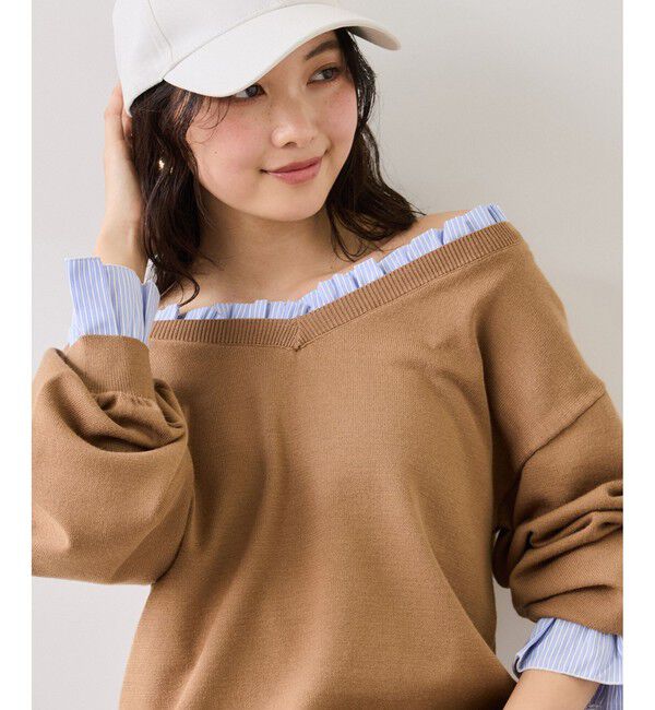 VIS「フリルドッキングニットプルオーバー」|ニット・セーター|