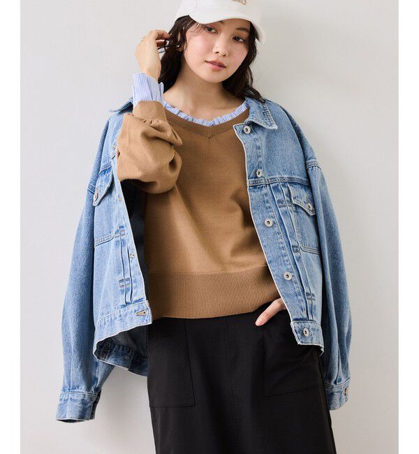 VIS「フリルドッキングニットプルオーバー」|ニット・セーター|