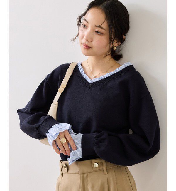 VIS「フリルドッキングニットプルオーバー」|ニット・セーター|