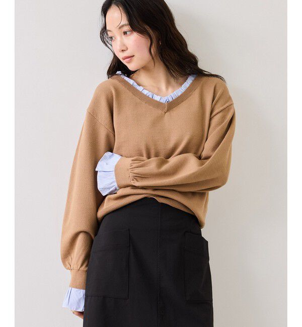 VIS「フリルドッキングニットプルオーバー」|ニット・セーター|