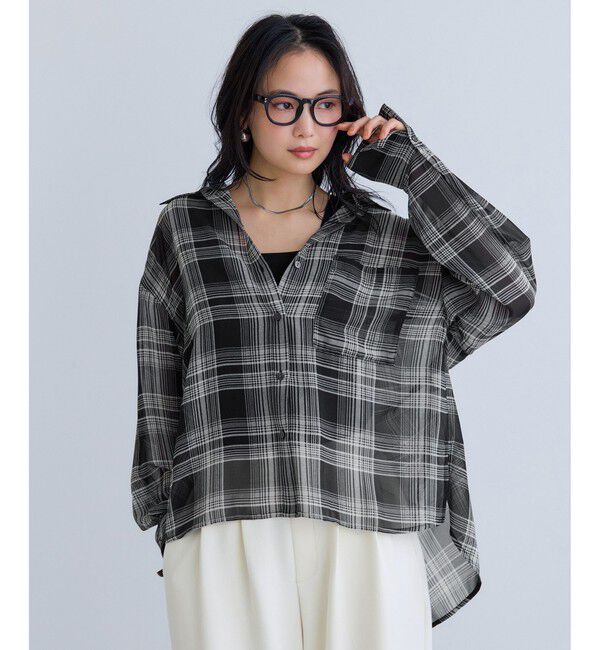 VIS「チェック＆シアーオーバーシャツ」|シャツ・ブラウス|