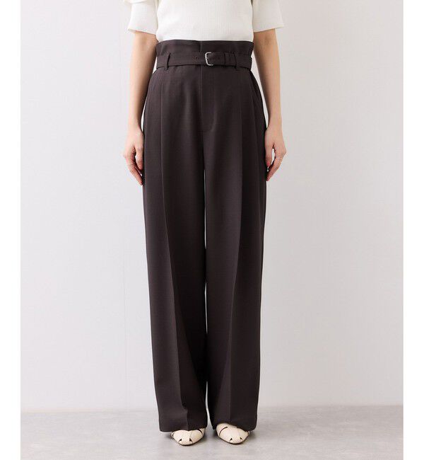 VIS「ベルトディティールタックワイドパンツ/イージーケア・接触冷感」|チノ|