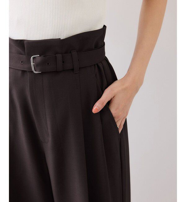 VIS「ベルトディティールタックワイドパンツ/イージーケア・接触冷感」|チノ|