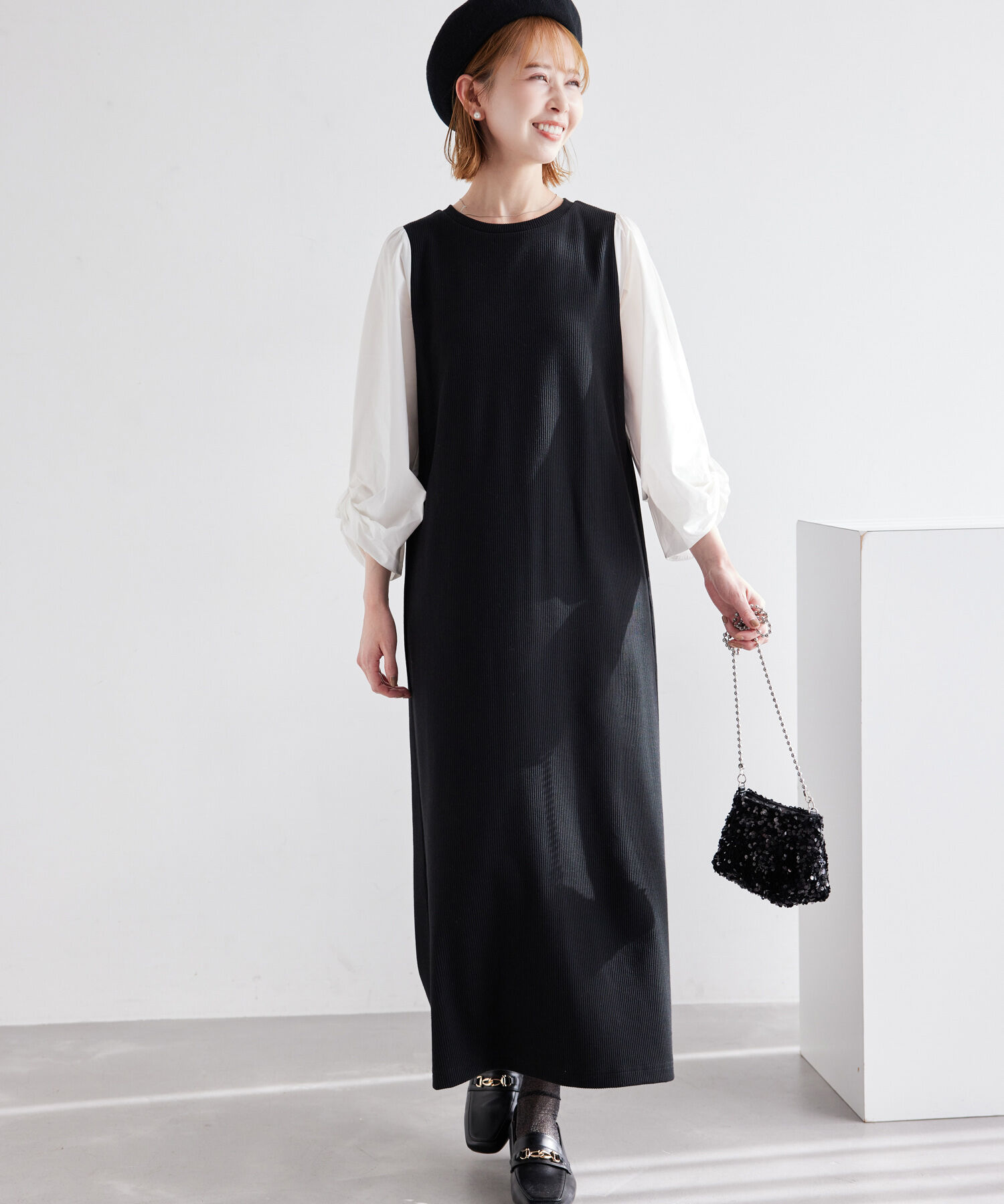 Rope&rsquo;Picnic「袖ディテールドッキングテレコワンピース」|ワンピース|