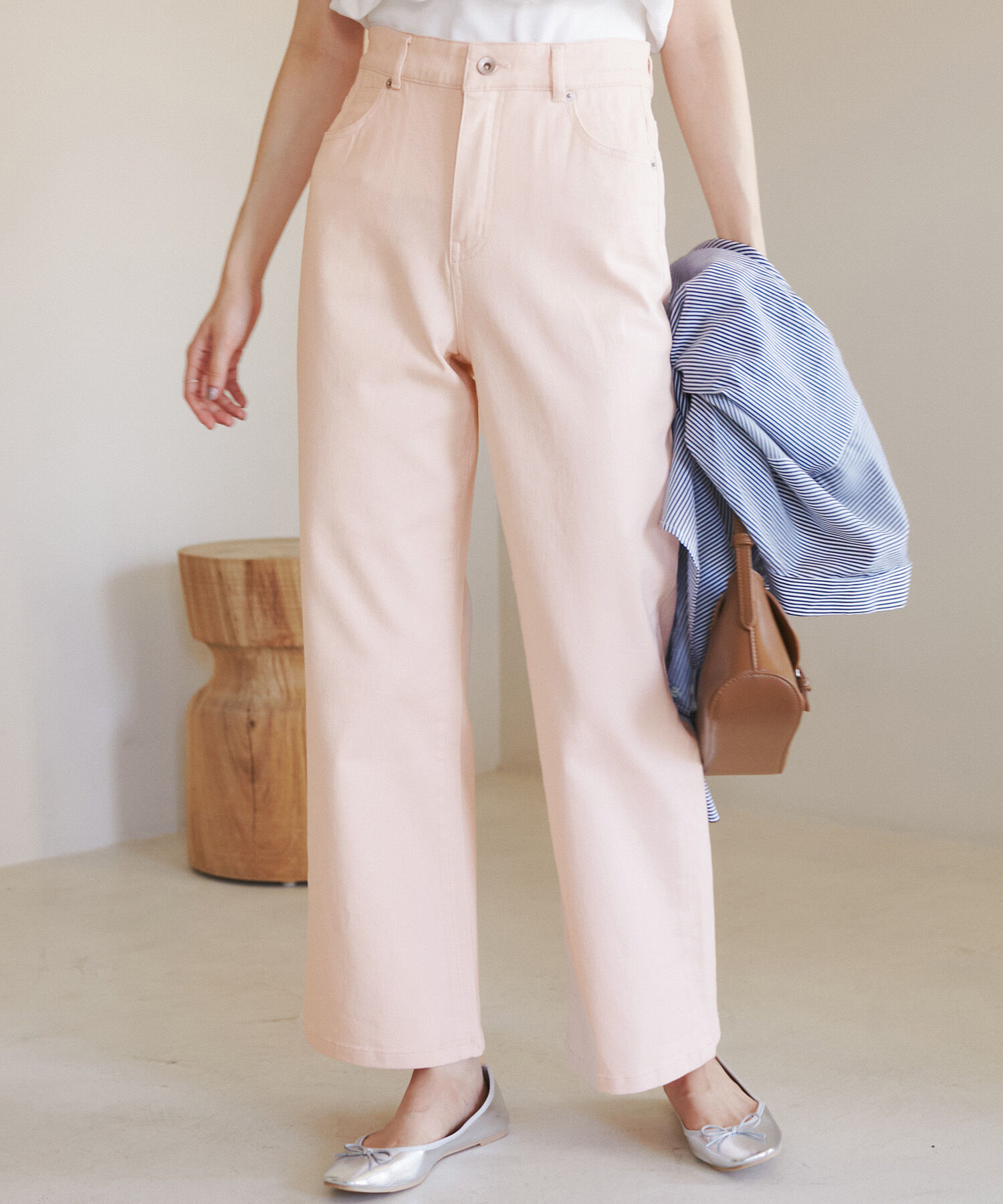 Rope&rsquo;Picnic「【ウエスト革命デニム】ウエストシェイプフレアデニムパンツ/新色追加」|デニム|ピンク(63)