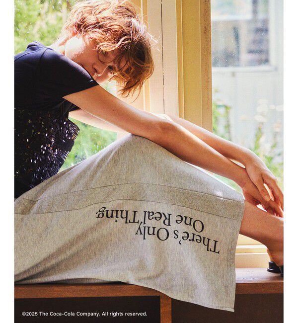 Rope&rsquo;Picnic「【Coca-Cola】【汗染み加工・セットアップ対応】ラメ入りミニ裏毛アイラインスカート」|スカート|ライトグレー(08)