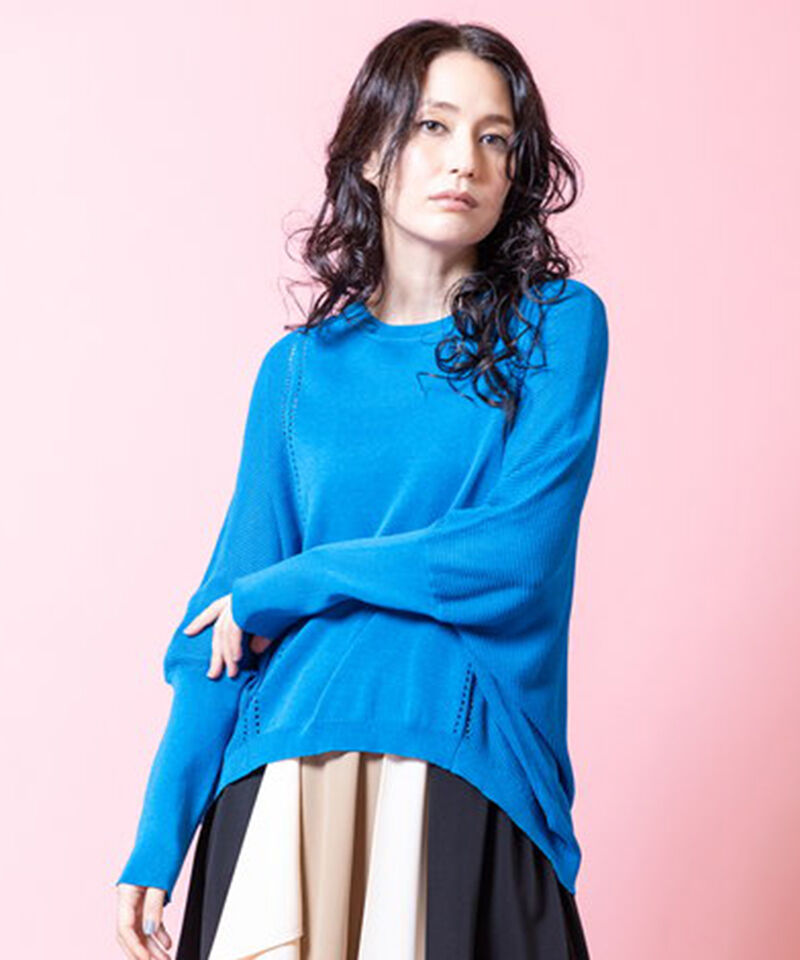  「切替ドルマンニットプルオーバー」|ニット・セーター|BLUE
