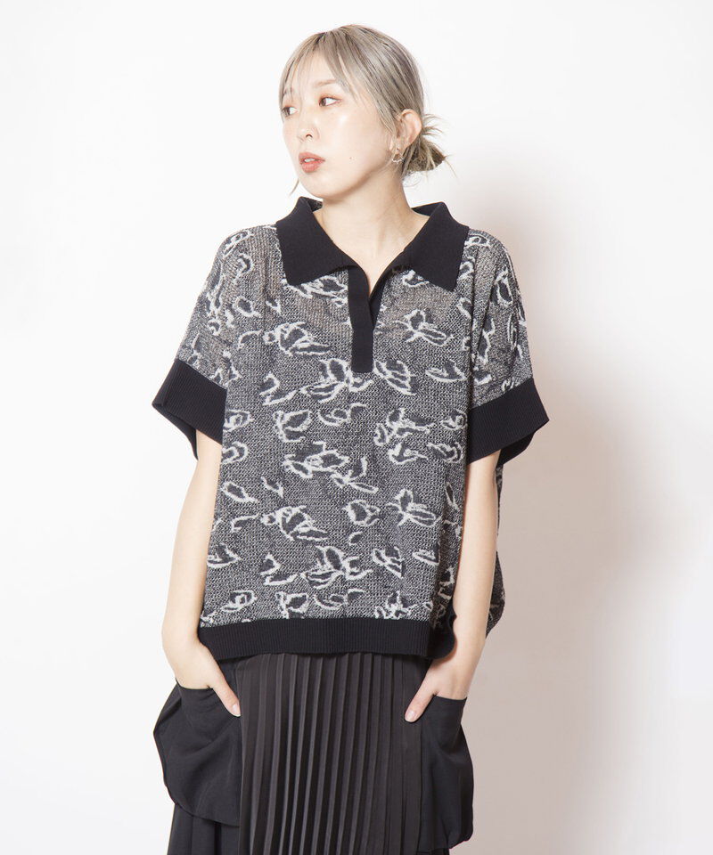  「スキッパージャガードニットプルオーバー」|ニット・セーター|