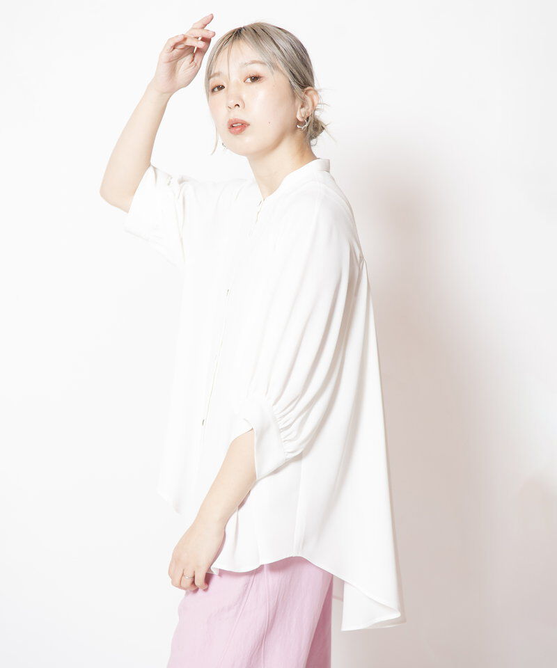  「変形ラグランギャザーブラウス」|シャツ・ブラウス|