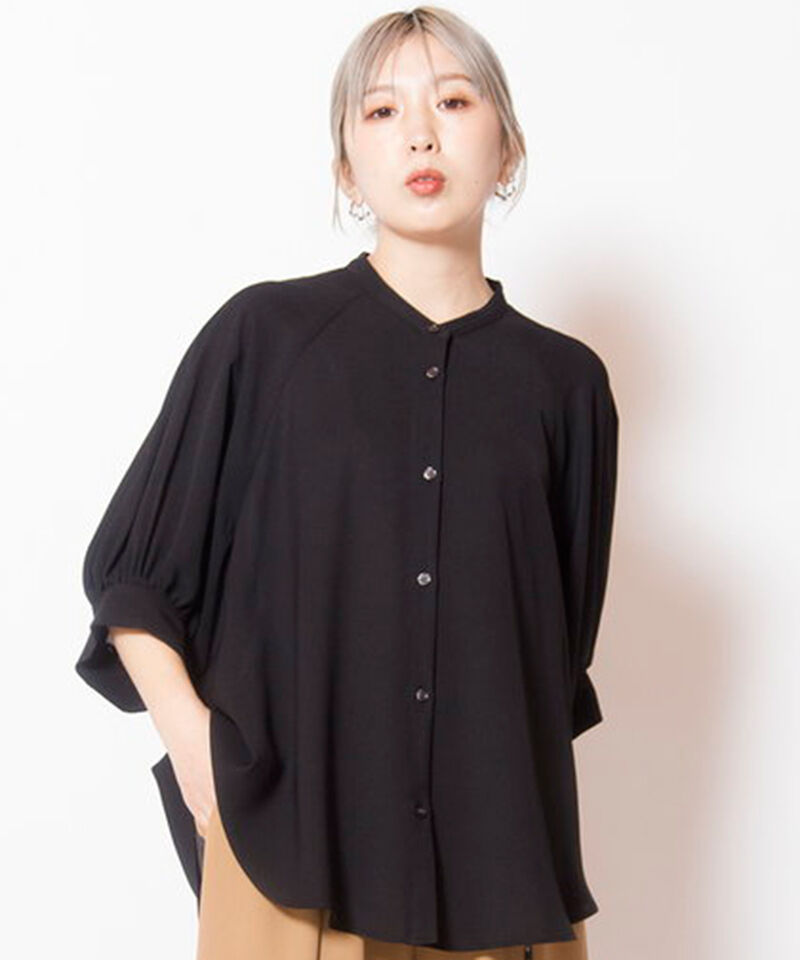  「変形ラグランギャザーブラウス」|シャツ・ブラウス|BLACK