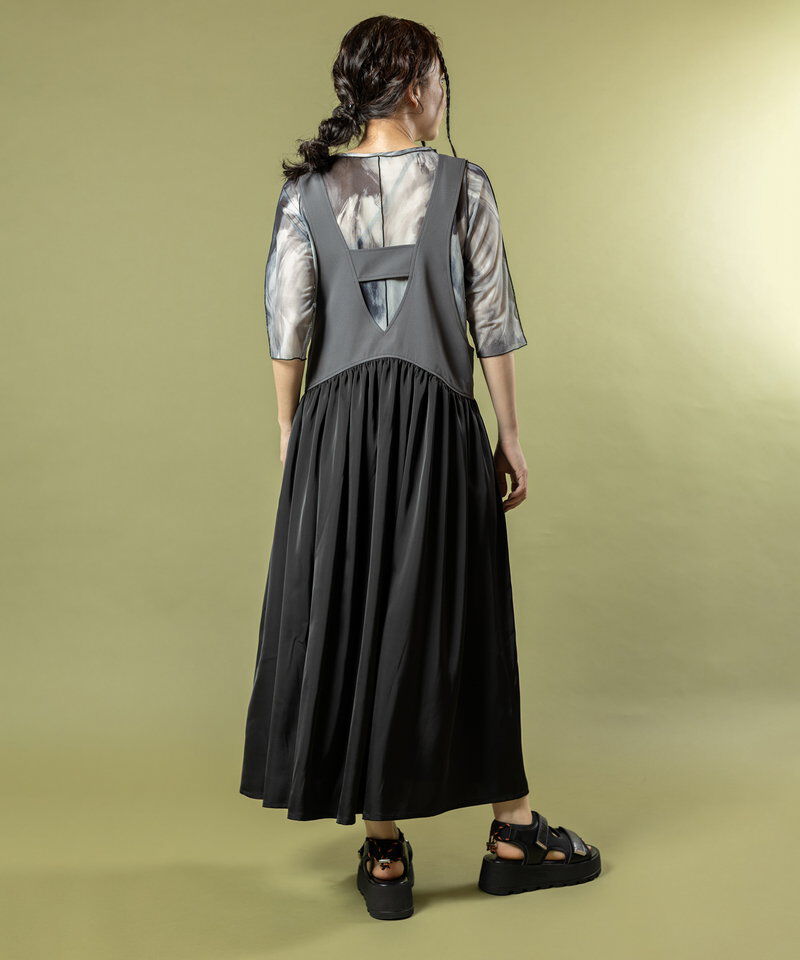  「ギャザーサロペットワンピース」|ワンピース|